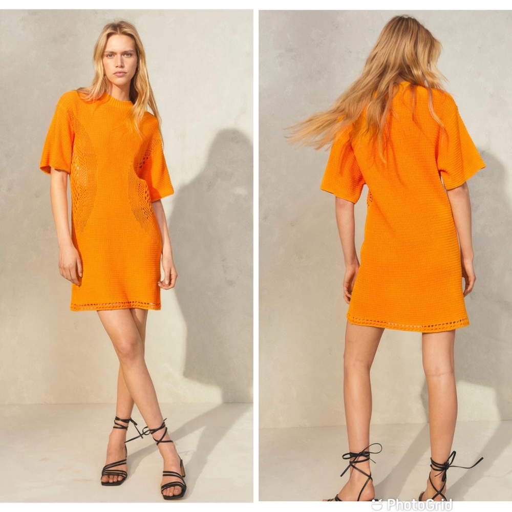 NWT H&M Orange Crochet Shift Dress 🍊